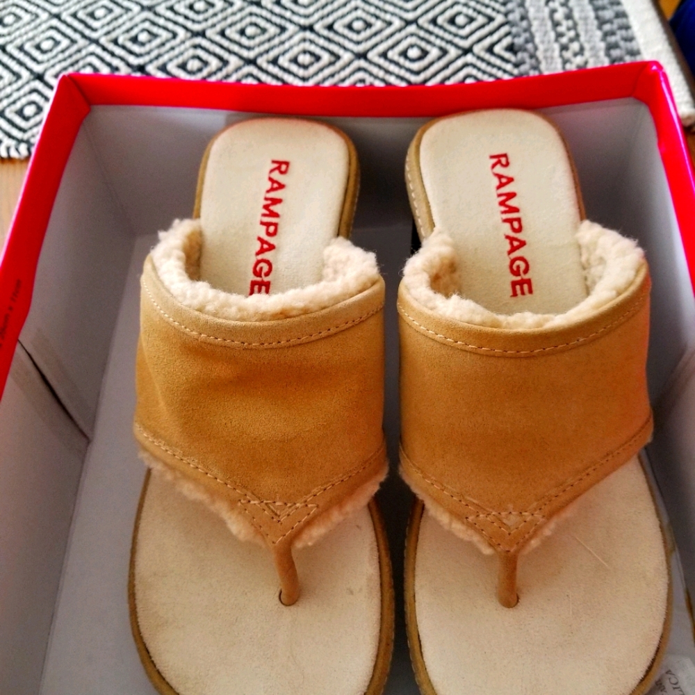 Rampage sandals with soft furry material